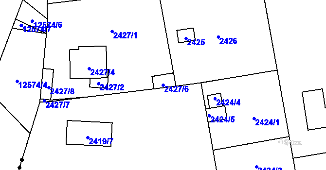 Parcela st. 2427/6 v KÚ Bolevec, Katastrální mapa