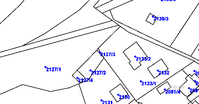 Parcela st. 2127/3 v KÚ Bolevec, Katastrální mapa