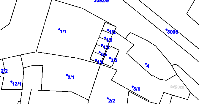 Parcela st. 1/5 v KÚ Bolevec, Katastrální mapa