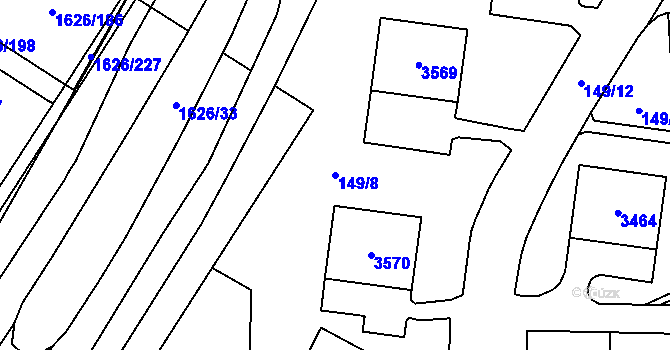Parcela st. 149/8 v KÚ Bolevec, Katastrální mapa