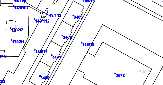 Parcela st. 149/19 v KÚ Bolevec, Katastrální mapa