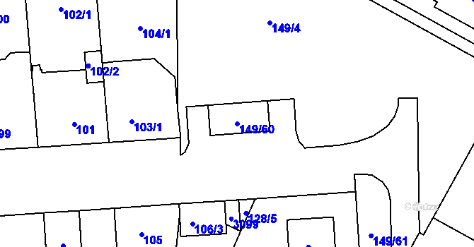 Parcela st. 149/60 v KÚ Bolevec, Katastrální mapa