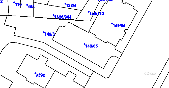 Parcela st. 149/65 v KÚ Bolevec, Katastrální mapa