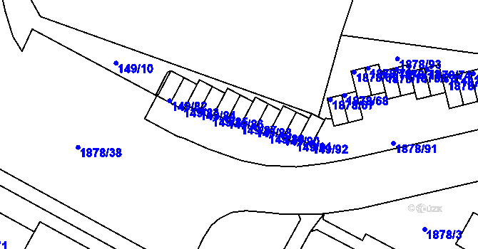 Parcela st. 149/87 v KÚ Bolevec, Katastrální mapa