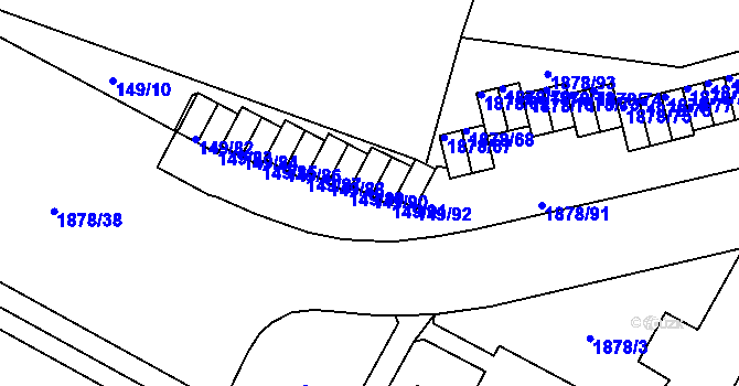 Parcela st. 149/90 v KÚ Bolevec, Katastrální mapa
