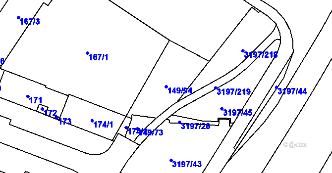 Parcela st. 149/94 v KÚ Bolevec, Katastrální mapa