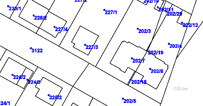 Parcela st. 202/6 v KÚ Bolevec, Katastrální mapa