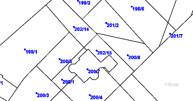 Parcela st. 202/15 v KÚ Bolevec, Katastrální mapa