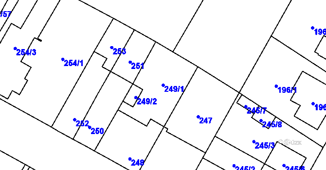 Parcela st. 249/1 v KÚ Bolevec, Katastrální mapa