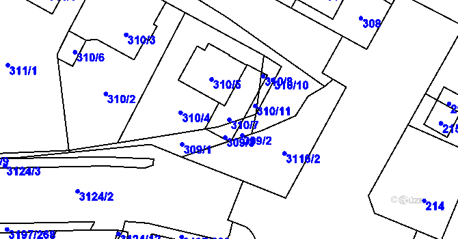 Parcela st. 310/7 v KÚ Bolevec, Katastrální mapa