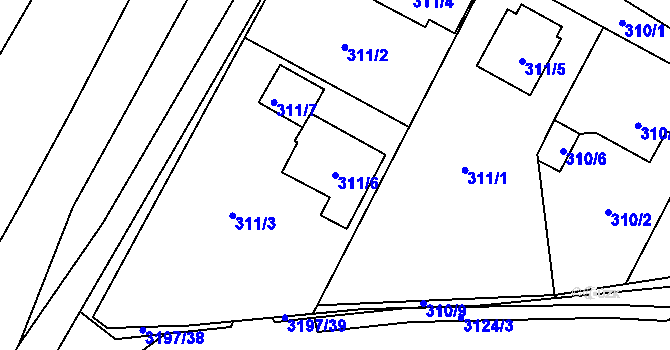 Parcela st. 311/6 v KÚ Bolevec, Katastrální mapa