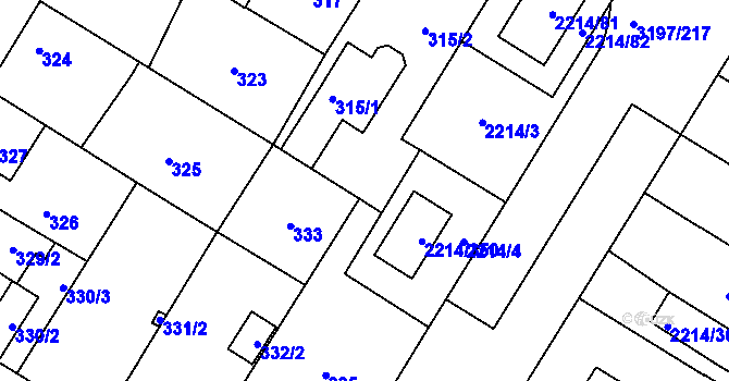Parcela st. 315/6 v KÚ Bolevec, Katastrální mapa