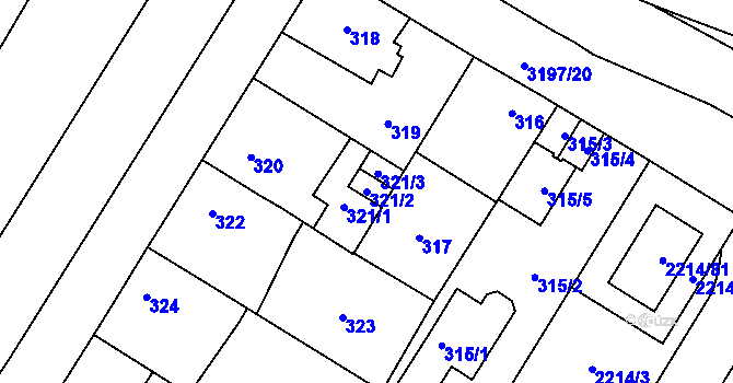Parcela st. 321/2 v KÚ Bolevec, Katastrální mapa