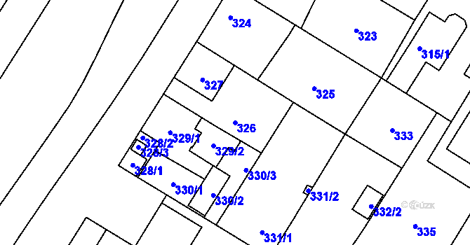 Parcela st. 326 v KÚ Bolevec, Katastrální mapa