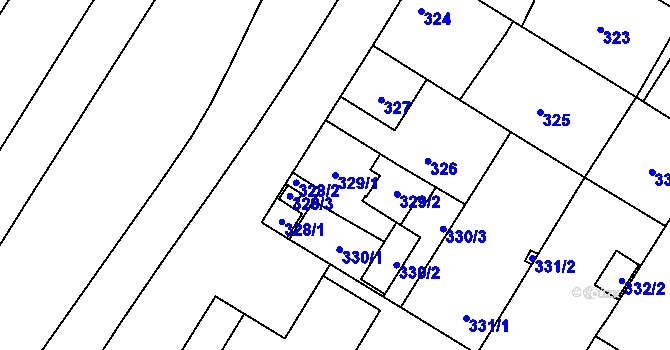 Parcela st. 329/1 v KÚ Bolevec, Katastrální mapa