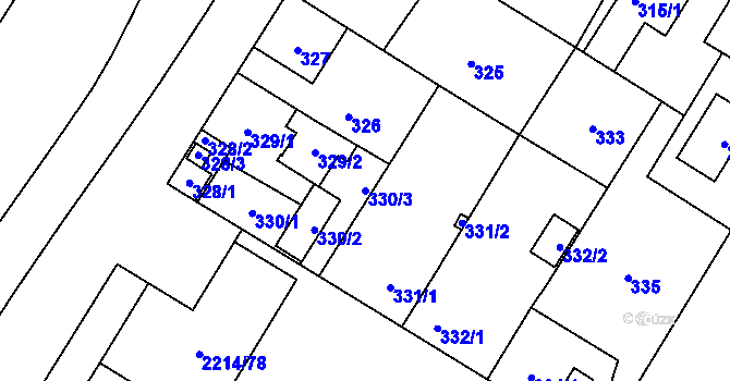 Parcela st. 330/3 v KÚ Bolevec, Katastrální mapa