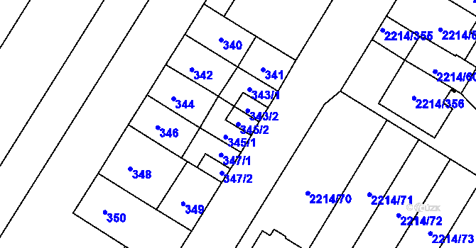 Parcela st. 345/2 v KÚ Bolevec, Katastrální mapa