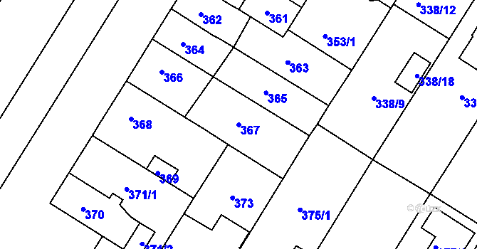 Parcela st. 367 v KÚ Bolevec, Katastrální mapa