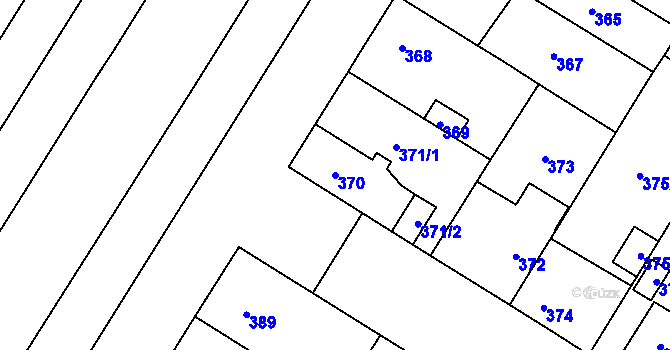 Parcela st. 370 v KÚ Bolevec, Katastrální mapa