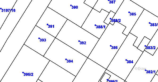 Parcela st. 392 v KÚ Bolevec, Katastrální mapa
