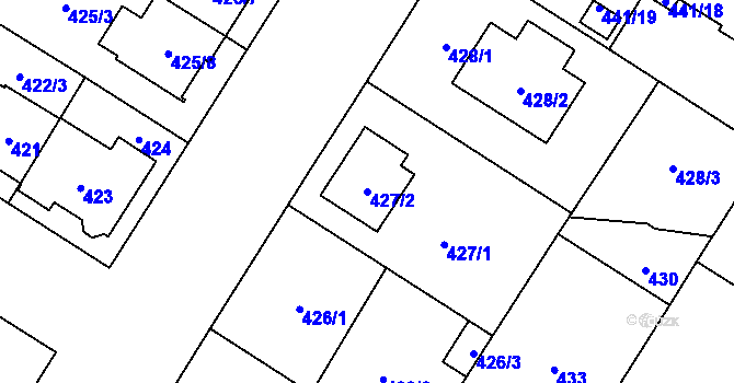 Parcela st. 427/2 v KÚ Bolevec, Katastrální mapa