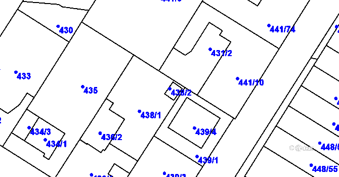 Parcela st. 438/2 v KÚ Bolevec, Katastrální mapa