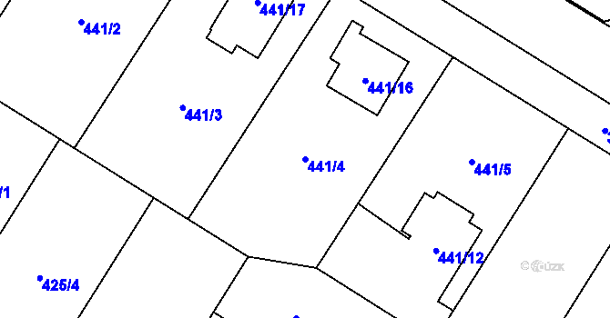 Parcela st. 441/4 v KÚ Bolevec, Katastrální mapa