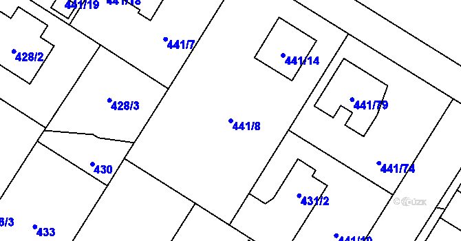 Parcela st. 441/8 v KÚ Bolevec, Katastrální mapa