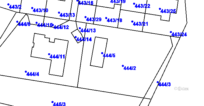 Parcela st. 444/5 v KÚ Bolevec, Katastrální mapa