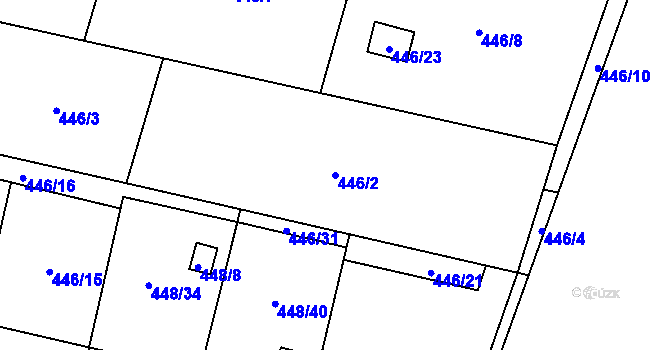Parcela st. 446/2 v KÚ Bolevec, Katastrální mapa