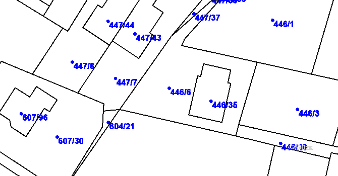 Parcela st. 446/6 v KÚ Bolevec, Katastrální mapa