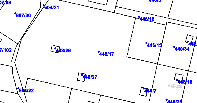 Parcela st. 446/17 v KÚ Bolevec, Katastrální mapa