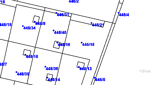 Parcela st. 446/18 v KÚ Bolevec, Katastrální mapa