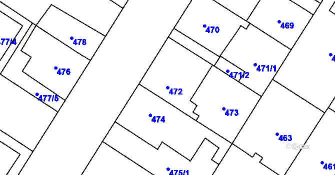 Parcela st. 472 v KÚ Bolevec, Katastrální mapa