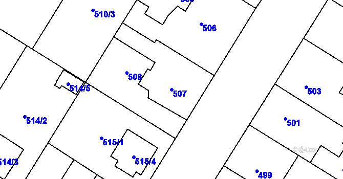Parcela st. 507 v KÚ Bolevec, Katastrální mapa