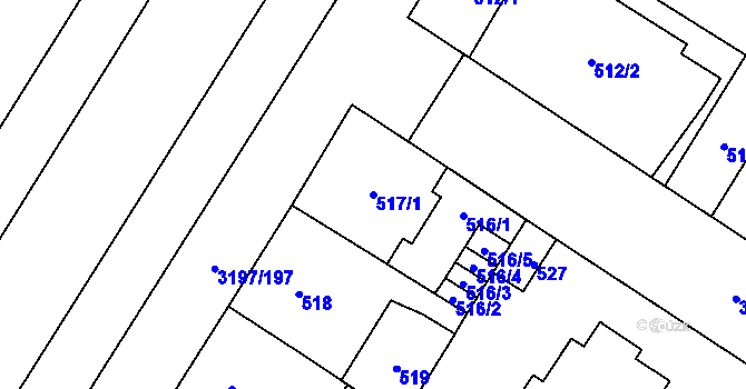 Parcela st. 517/1 v KÚ Bolevec, Katastrální mapa