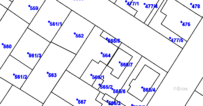Parcela st. 564 v KÚ Bolevec, Katastrální mapa