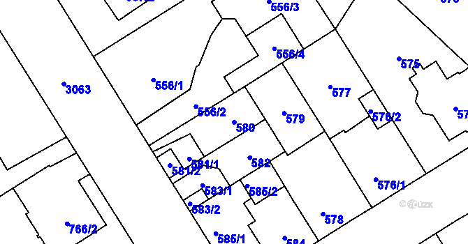 Parcela st. 580 v KÚ Bolevec, Katastrální mapa