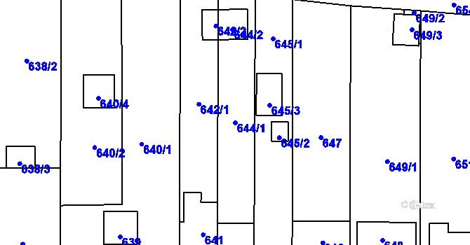 Parcela st. 644/1 v KÚ Bolevec, Katastrální mapa