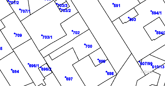 Parcela st. 700 v KÚ Bolevec, Katastrální mapa