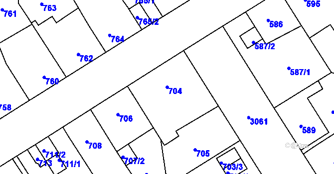 Parcela st. 704 v KÚ Bolevec, Katastrální mapa