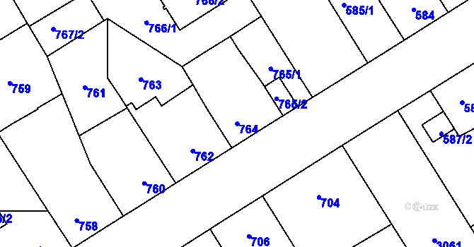 Parcela st. 764 v KÚ Bolevec, Katastrální mapa