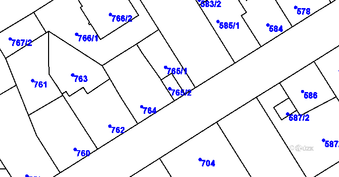 Parcela st. 765/2 v KÚ Bolevec, Katastrální mapa