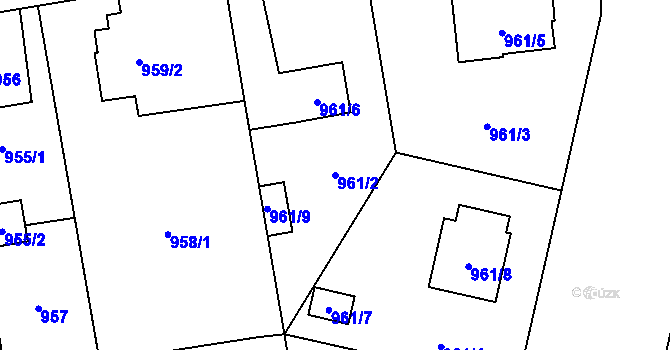 Parcela st. 961/2 v KÚ Bolevec, Katastrální mapa