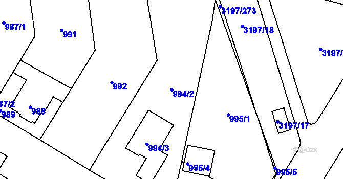 Parcela st. 994/2 v KÚ Bolevec, Katastrální mapa