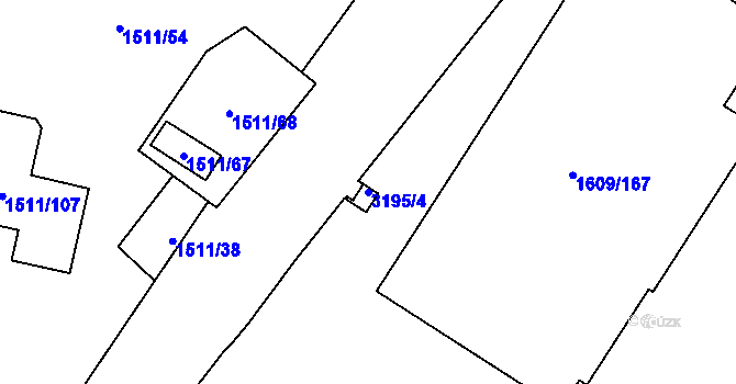 Parcela st. 3195/4 v KÚ Bolevec, Katastrální mapa