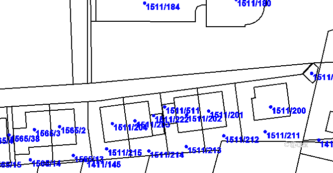 Parcela st. 1511/41 v KÚ Bolevec, Katastrální mapa