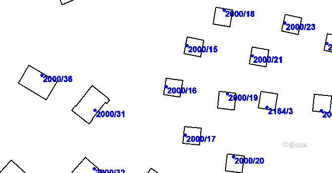 Parcela st. 2000/16 v KÚ Bolevec, Katastrální mapa