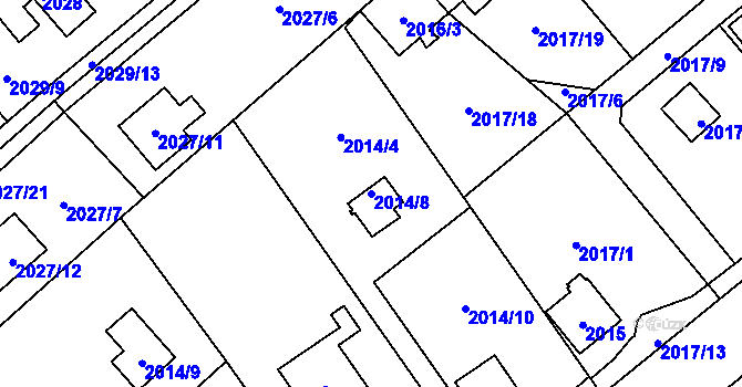 Parcela st. 2014/8 v KÚ Bolevec, Katastrální mapa