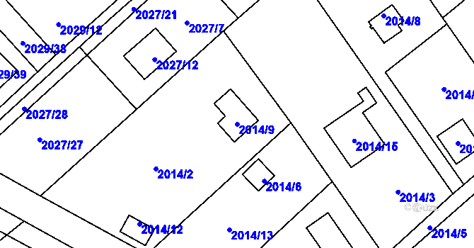 Parcela st. 2014/9 v KÚ Bolevec, Katastrální mapa